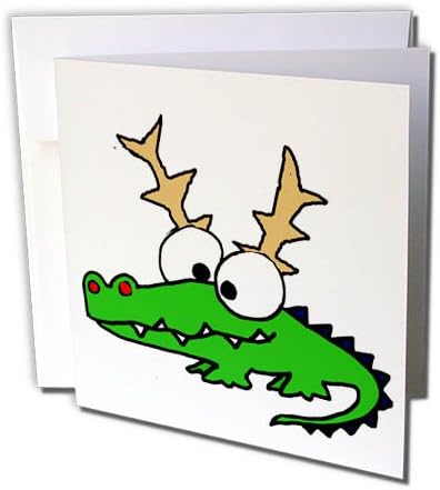 3дроза Забавен Симпатичен Алигатор Во Рогови Од Ирваси Божиќен Цртан Филм-Честитка, 6 на 6 инчи