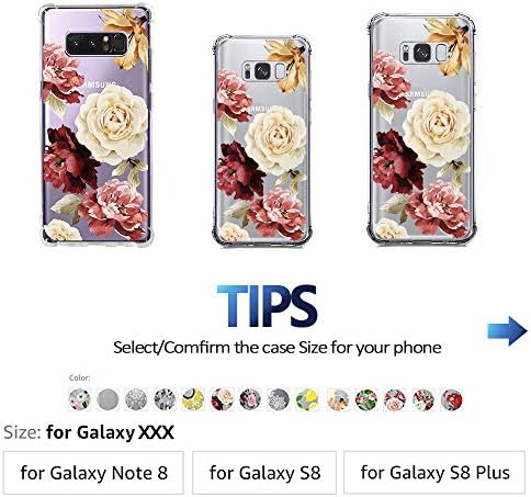 Киоми Галакси С8 Случај, Кристално Јасен Случај Со Дизајн Роза Цвеќиња Шема Печатење Браник Заштитни Шок-Отпорен Случај За Samsung