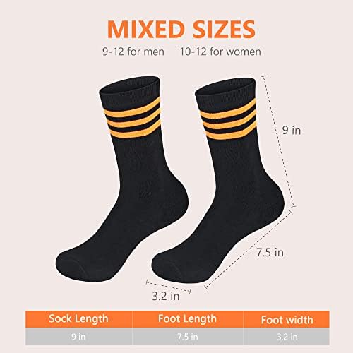 Атлетски чорапи на Меристи за мажи и жени, половина скуки за спорт, 9-12 за мажи и 10-12 за жени, 1 пар, црно со портокал
