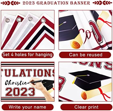 Банер за дипломирање 2023 Персонализирани Украси За Дипломирање На Канелени Големи Честитки Банер Со Маркер Пенкало Класа Од 2023 Знаме