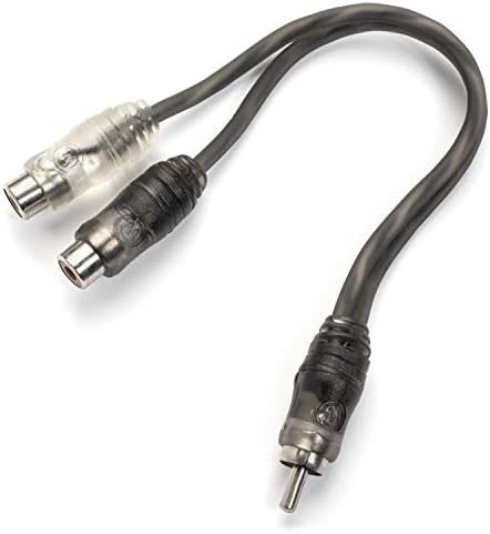 Carwires Twisted-Pare Car Audio Y-Adapter Splitter Cable 1RCA машки до 2RCA Femaleенски интерконекции. Одлично за аудио инсталации