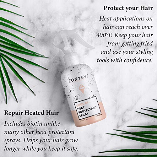 Foxybae Cool AF топлина заштитен спреј за коса, масло за коса Термички заштитник за топлина за стилизирање на косата Навлажнувачки спреј + биотин за раст на косата, анти -ф?