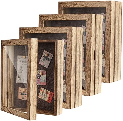 4 парчиња рамка за кутија за сенка 8 x10 инчи кутија за сенка на кутија со постелнина, рустикална сенка за слики, дрвена мемориска кутија за чаршафи за меморијали, меда