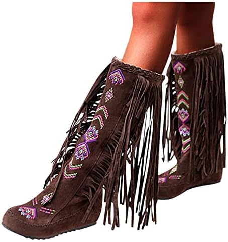 Чизми за масбирд за жени колено високи западни рабни чизми за пети чизми чизми за платформа за чизми женски каубојски чизми