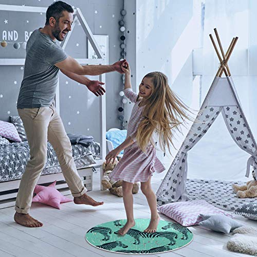 Модел на животни од Зебра, не -лизгачка врата 23,6 тркалезна област килими теписи за деца спална соба бебешка соба игра Расадник
