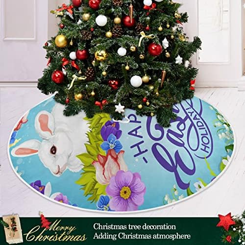 Декорација на здолниште на новогодишна елка, украс на мало мини дрво со здолниште 35,4 инчи со велигденски зајаче и пролетни