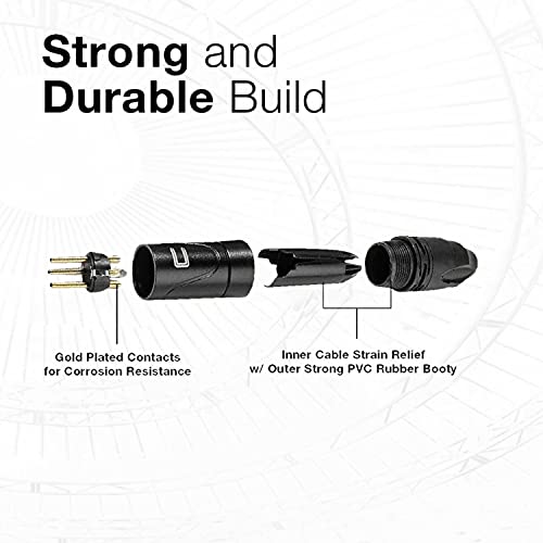 Небалансиран XLR кабел женски на десен агол 1/4 TS - 0,5 стапки црна - про конектор за микрофон со 3 пини за напојувани звучници, аудио интерфејс или миксер за перформанси ?
