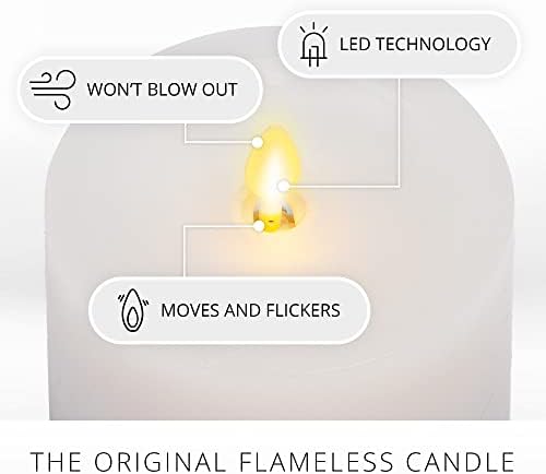 Инклузии на LUMINARA FLAMSELED LED свеќа за свеќички Подвижен столб на пламен, кој не е восок со вдлабнат раб, далечински подготвен, тајмер