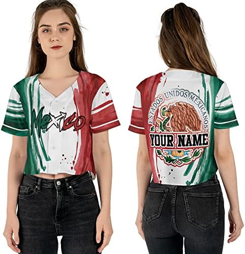 Име за персонализација Мексико Мексикански орел култура на врвот бејзбол дрес XS - XL, мексико Jerseyерси Крп Топ, Мексико култура на