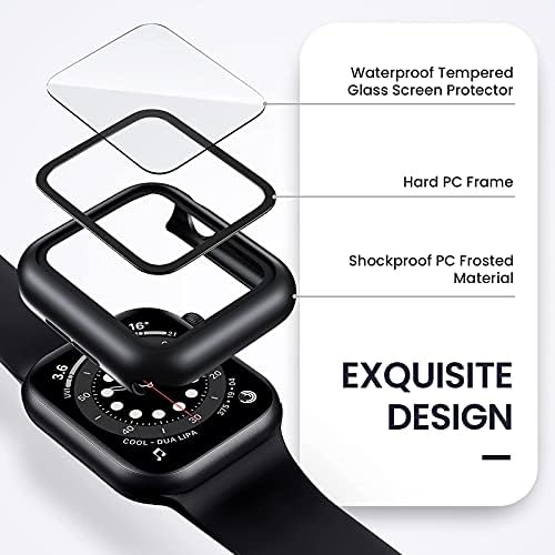 [2 Пакет] Готон За Заштитник на Екранот На Apple Watch 40mm Куќиште, Водоотпорен Компјутер Целосен Капак Вграден Калено Стакло Филм за Apple
