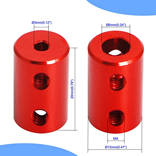 AOPIN 3MM до 6 mm црвени цврсти спојувања Поставете ја завртката на вратилото на завртката, должината 20мм / 0,79 Конектор за спојување