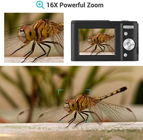 Andoer Portable Digital Camera 48MP 1080P 2,4-инчен IPS екран 16x зумирање автоматски фокус само-тајмер 128 GB продолжено мемориско откривање