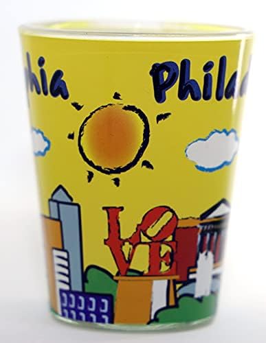 Филаделфија Пенсилванија Рака насликани Жолта Хоризонтот Застрелан Стакло