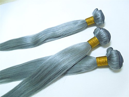Коса Коса кинески човечки девица коса продолжување 3 Снопови 10 -28 Директно Сребрена Боја