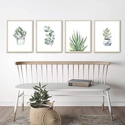Херзии отпечатоци од ботаничка wallидна уметност отпечатоци сет од 4 wallидни слики Boho минималистичко растение цветни лисја wallидни
