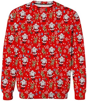 Менс дизајнер фустани Менс зимски Божиќен цветен принт, обичен екипа на вратот на вратот