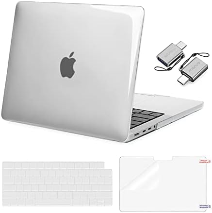 Mosiso компатибилен со MacBook Pro 14 Inch Case 2023 2022 2021 Release M2 A2779 A2442 M1 Pro/Max Chip Touch ID, пластична тврда обвивка и тастатура за заштитник и адаптер за екран и тип Ц адаптер 2 пакет, кри?