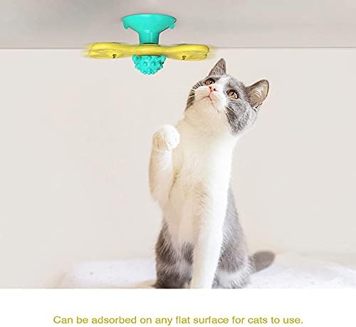 Интерактивни играчки за мачки, играчки за мачки со ветерници со чаши за вшмукување, смешни играчки за мачки, чистење на заби на