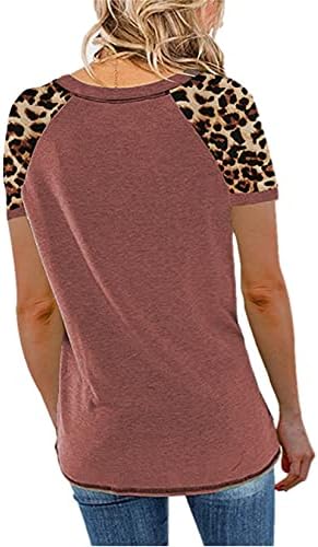 Андонгнивел модни крпеници кошули женски обични лабави екипаж вратот леопард со кратки ракави маица врвови блузи туники