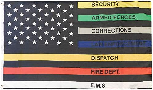 Американски големо со суперoreвезда 3x5ft поздрави тенок мулти -линиски знаме воена полиција корекции на пожар Диспечер ЕМС