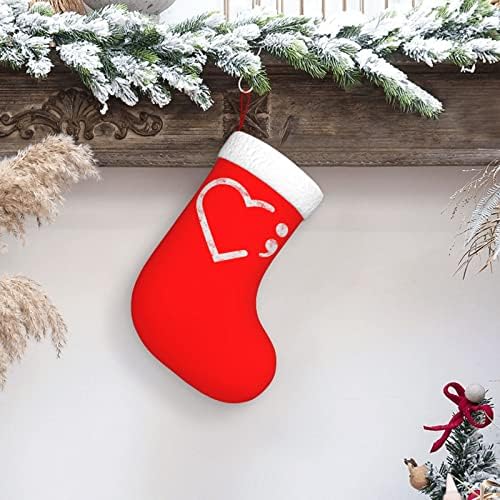 Yuyuy Semicolon превенција на самоубиства Божиќно порибување Декорација за одмор камин виси чорап 18 инчи чорапи