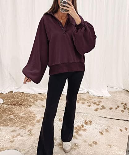 Трендовски кралица женски џемпери есенска облека 2022 Фенер на ракав капка рамо на рамото пулвер дуксери копче мода y2k облеки