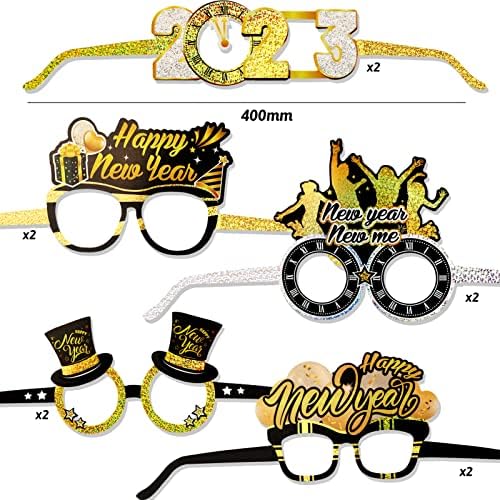 Howaf Среќна Нова Година на сјајни очила, новогодишни очила за 2023 година Среќна новогодишна забава за забави, новогодишни чаши за хартија