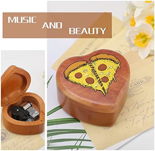 Музичка кутија со пица срце дрво гроздобер музички кутија подарок за Божиќен роденден Денот на вineубените
