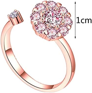 Massionените модни прстени розови цирконија венчален прстен женски стрес-олеснување на среќата со ротирачки дијамантски прстен за прстен за