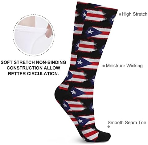 Порто Рико знамето во боја-блок чорапи спортови високи чорапи чорапи за тинејџери возрасни