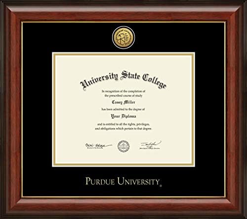 Универзитет Пурду - официјално лиценциран - диплома - рамка за диплома за злато медалјон - Големина на документот 9.625 x 7,625