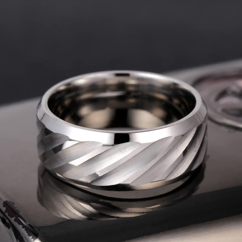 Колезо 8мм сребрен прстен во вода на прстените за маж и жени Персонализирани прстени Прилагодете го врежаниот прстен-62526