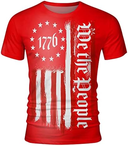 Патриотски кошули за мажи, Америка знаме машки мускулни маици маички патриотски маички краток ракав 4 -ти јули графички маици