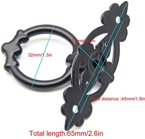 Niuqiup 6 парчиња црн тон гроздобер копчиња влече рачки антички фиоки влечење прстен единечен дупка декоративен хардвер со завртки за кабинет за мебел фиоки за гарнит?