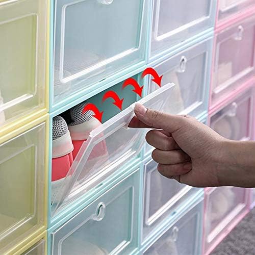Anncus 120 парчиња задебелни пластични кутии за чевли чиста кутија за складирање на чевли во прав транспарентен флип бонбони бои во