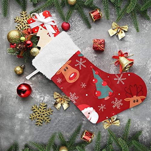 Алаза Божиќни чорапи Санта и елени класични персонализирани големи декорации за порибување за семејни празнични сезони за забави Декор 1