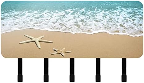 Држач за клучеви за wallидни декоративни, starвездена риба на држач за пошта на песок на плажа, wallидни куки за виси