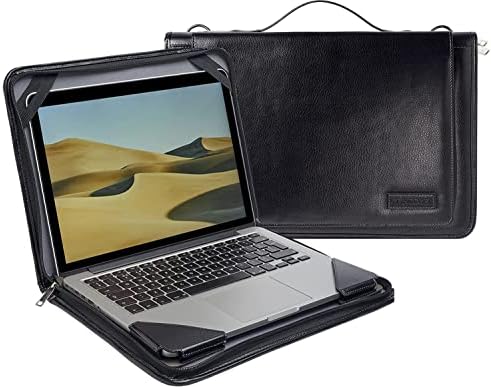 Брунел Црн Кожен Лаптоп Месинџер Случај-Компатибилен Со HP Chromebook 15a-na0000na Full-HD Лаптоп