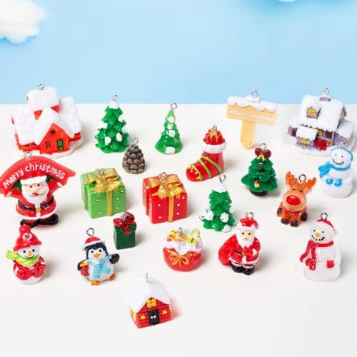 [3Д надграден] Мини украси за новогодишни елки, минијатурни Божиќни украси Мини Божиќни украси за занаети, смола Дедо Мраз, Снежен