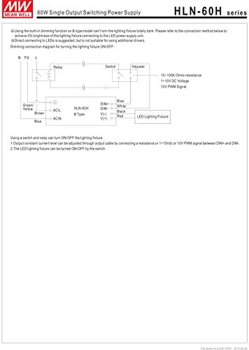[PowerNex] Средно добро HLN-60H-24B 24V 2.5A 60W единечен излезен LED прекинувач за напојување со PFC