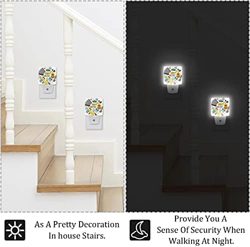 LED Rodailycay LED Auto Dusk-to-Dawn Sensor Lamp, 2 пакувања приклучок за ноќно светло за бања, спална соба, детска соба, ходник,