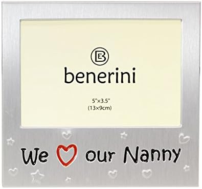 Бенерини „Ние ја сакаме нашата дадилка“ - Подарок за рамка за слики - 5 x 3,5 - подарок за алуминиумска сребрена боја за неа