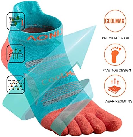 Win.Deeper 3 пара спортски чорапи со пет прсти со прсти, кои трчаат анти-бластер, потдање на пот, брзо сушење, спортски чорапи за дишење