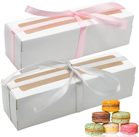 [25 парчиња] Бели Макарони Кутии од 6, Десерти Мала Кутија За Пекари Со Контејнери Со Макарон, Исто Така, се Вклопува за Мафини и