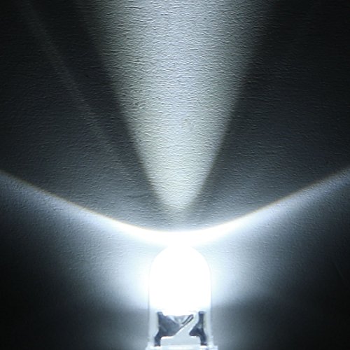 uxcell 200pcs 5 mm бели LED диодни светла чисти тркалезни транспарентни 3-3.4V 20mA Супер светла светла за осветлување на сијалички