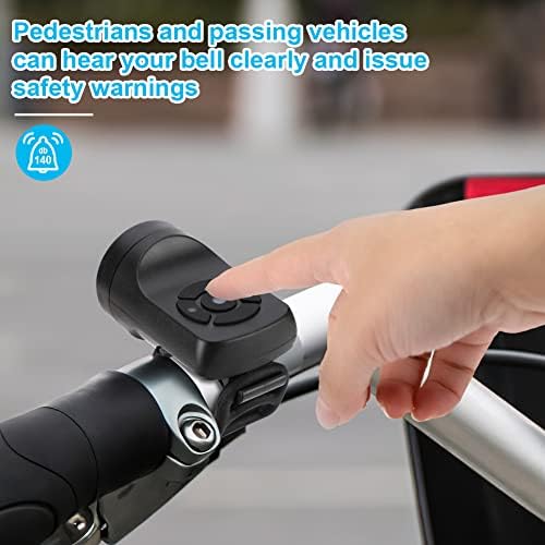 Викис Електричен велосипед рог, електронско bellвоно за велосипеди, рог од велосипед 140dB за возрасни, 4 режими на звук водоотпорен рог за велосипед,