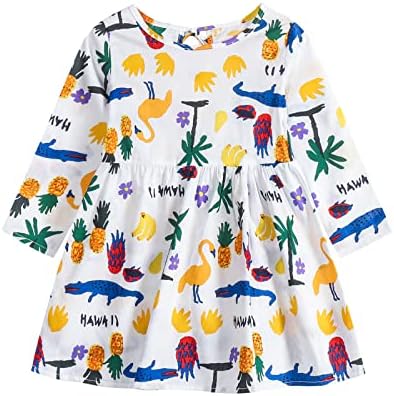 Облека за девојче Кагајд облека бебе принцеза Дете дете пролетно Детско фустани печати девојки случајно Божиќен фустан за девојки 10-12
