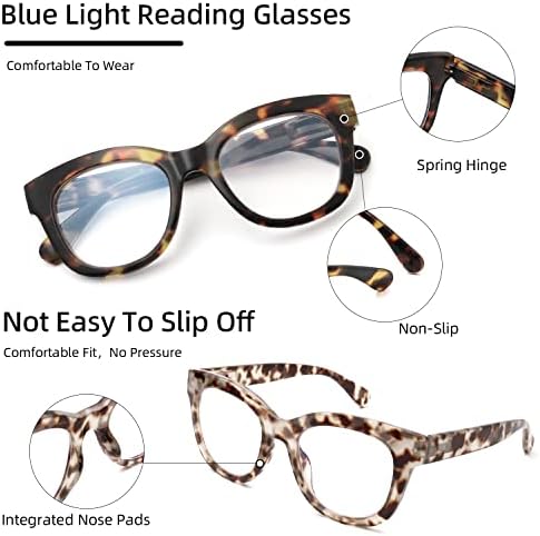 Houocon Стилски дами читатели за жени дизајнер за читање очила сина светлина блокирање на компјутерски игри очила за очи