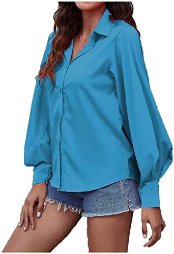 Women'sенски врвен шарен печатен печатен единечен кошула со долги ракави врвот удобна кошула со долг ракав со џебови врвови блуза