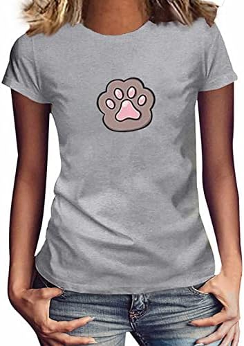 Graphенски смешно кучиња шепа графичка маица лето лето -обичен кратки ракави со тркалезни маички за вратот на вратот на врвот